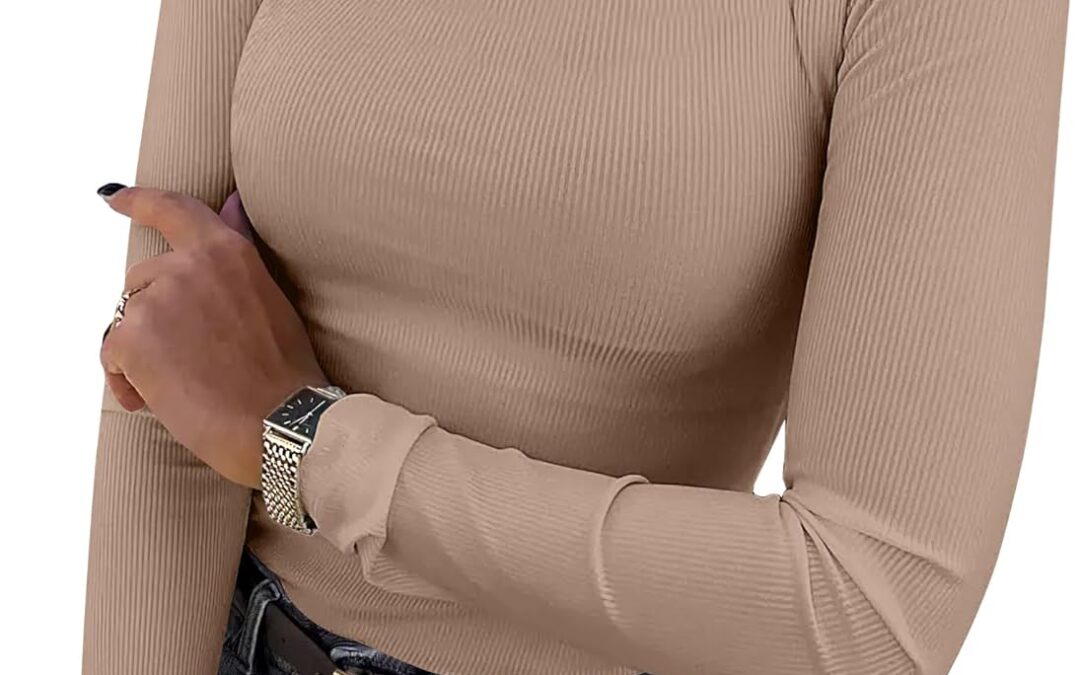 ANRABESS Women Long Sleeve Crewneck Rib Knit Slim Fit Shirts Review