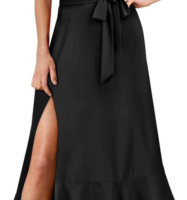 ANRABESS Women’s Square Neck Ruffle Split Midi Dress Review