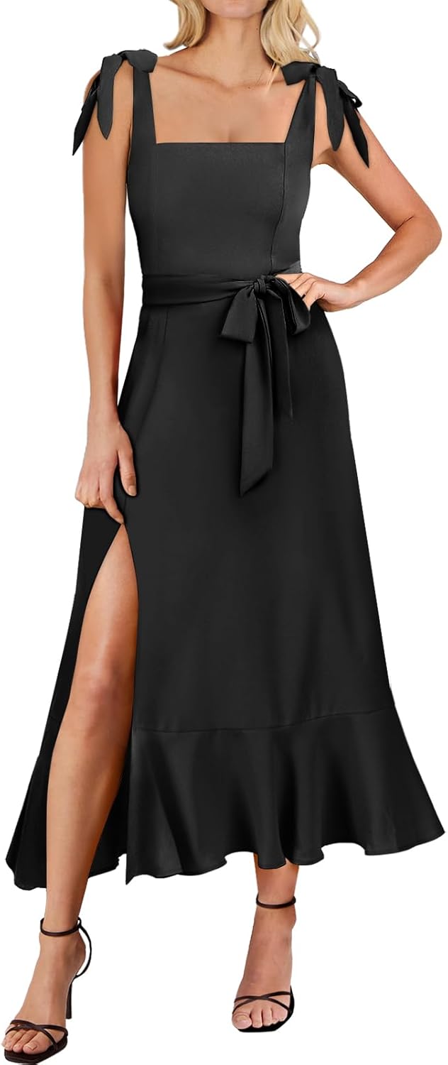 anrabess-womens-square-neck-ruffle-split-midi-dress-review ANRABESS Women's Square Neck Ruffle Split Midi Dress Review