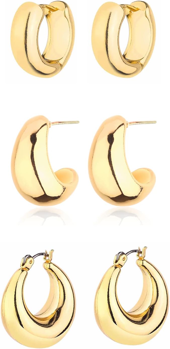 Gold Chunky Hoop Earrings Set for Women Review