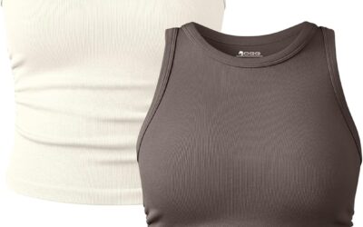 OQQ Women’s 2 Piece Tank Tops Crew Neck Sleeveless Basic Stretch Casual Yoga Crop Camis Review