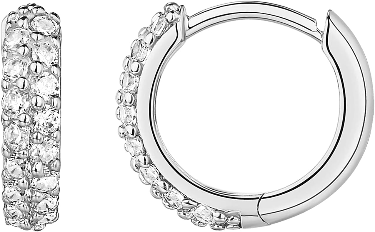 PAVOI 14K Gold Plated Sterling Silver Post Cubic Zirconia Huggie Earrings Review