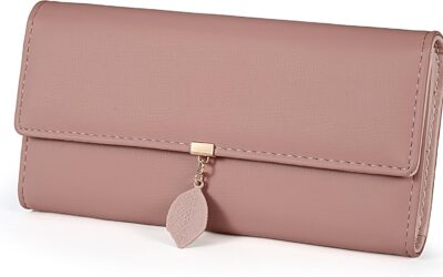 UTO RFID Wallet for Women PU Leather Leaf Pendant Card Holder Phone Checkbook Organizer Zipper Coin Purse Review